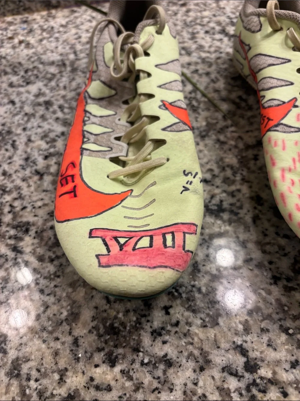 Nike Kids Neon Green and Orange Track Spikes